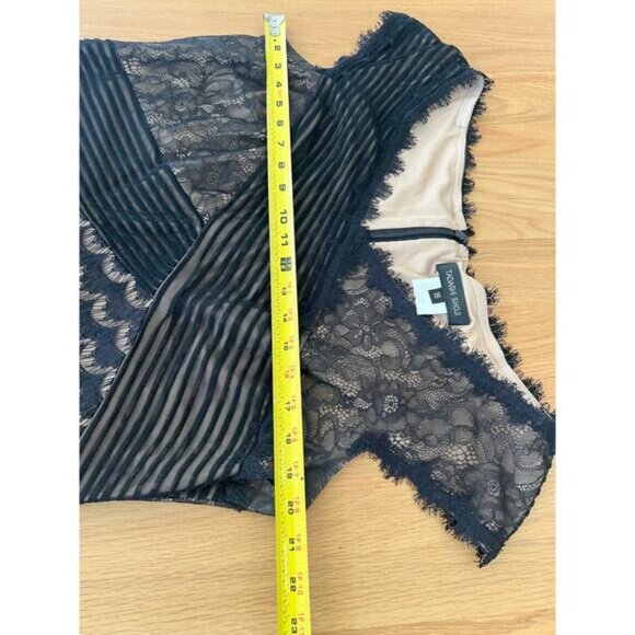 Tadashi Shoji Womens Bodycon Lace Lined Black Evening Dress Cap Sleeve US 16 - Picture 10 of 16